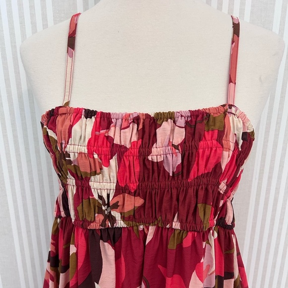 A New Day Women's Spaghetti Strap Smocked Dress Floral Red Size Medium - Picture 4 of 9